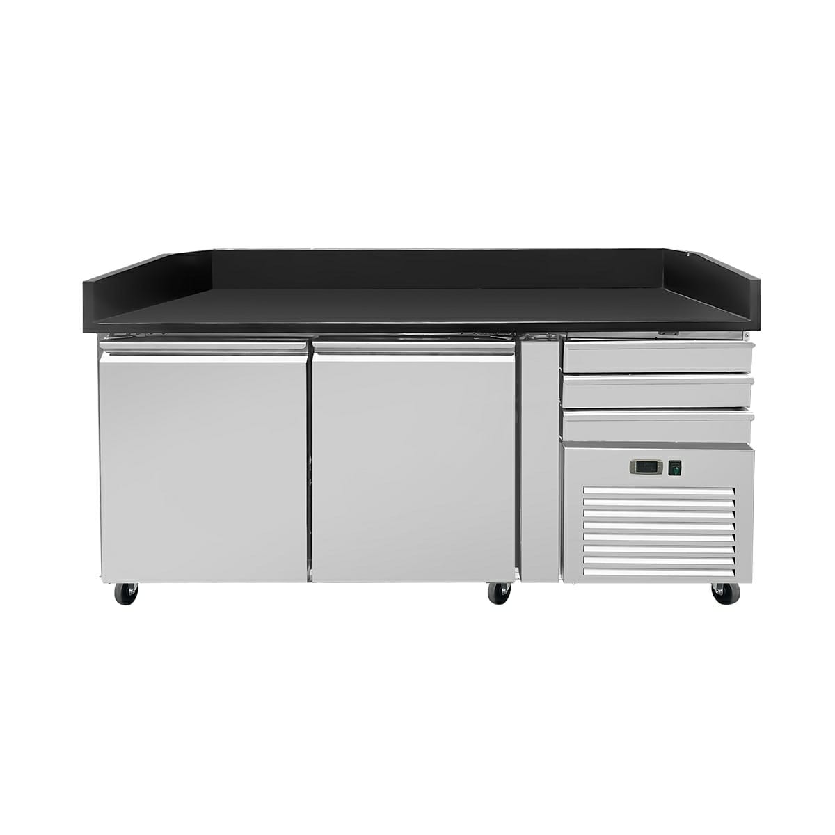 Pizza Kühltisch PRO, Granit Star Galaxy schwarz, 2 Türen + 3 Schubladen, 160 x 80